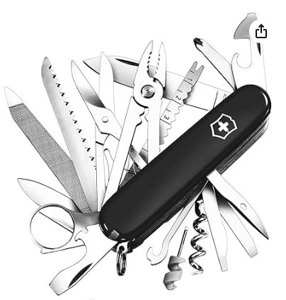 Victorinox Swiss Champ Swiss Army Knife, Medium, Multi Tool, 33 Functions, Blade, Scissors, Black