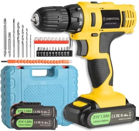 2 Batteries 21v Cordless Drill Combi Driver High Power Electric Screwdriver Set