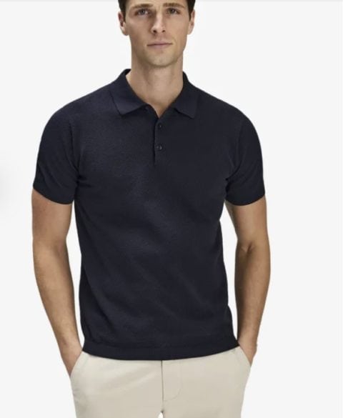 John Henric Blue Cotton Polo Pike