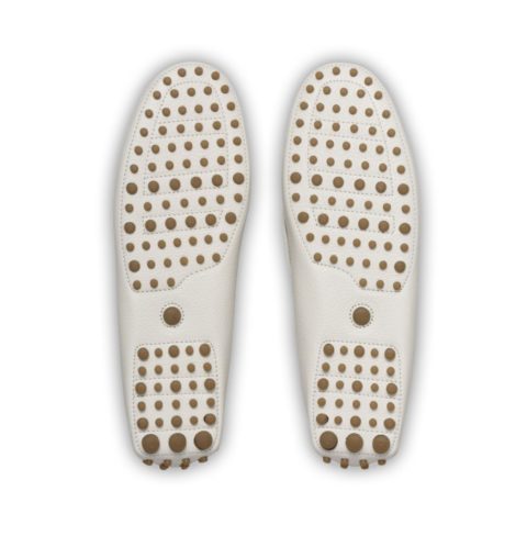 The Original Car Shoe Soft Grained Leather Driving Shoes Chalk White