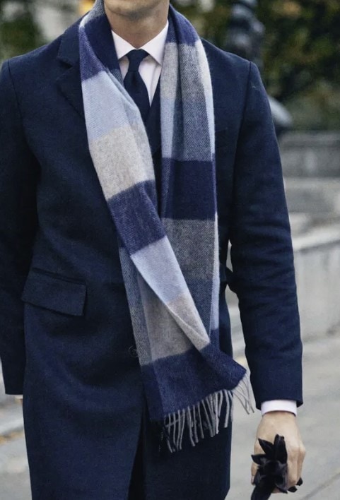 John Henric Blue Cashmere Scarf